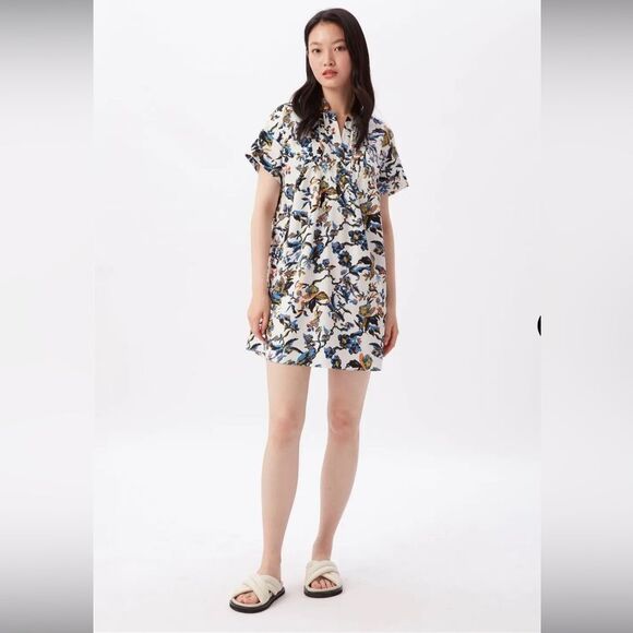 Diane Von Furstenberg Fiona Cotton  Floral Print Mini Dress - Picture 1 of 8